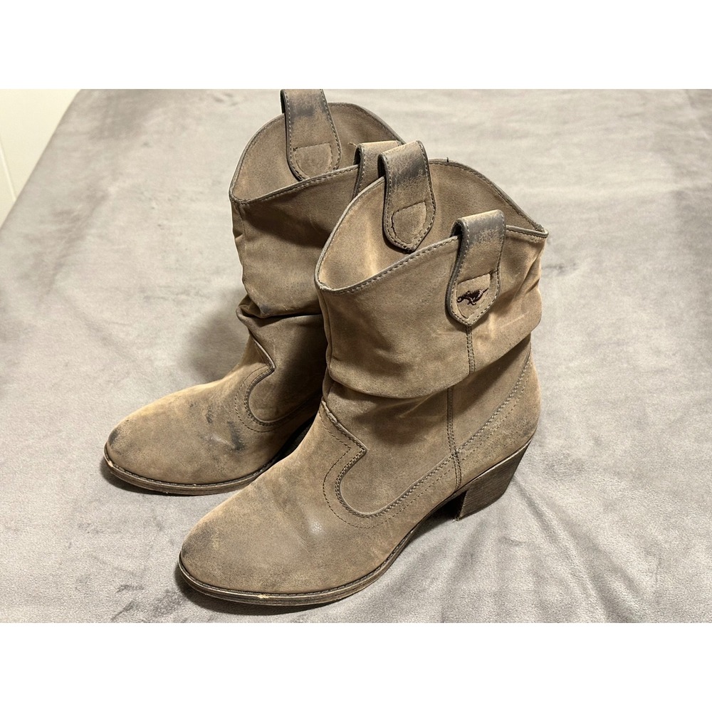 Rocket Dog Womens Brown Western Slouch Ankle Boots Stacked Heel Size 8.5